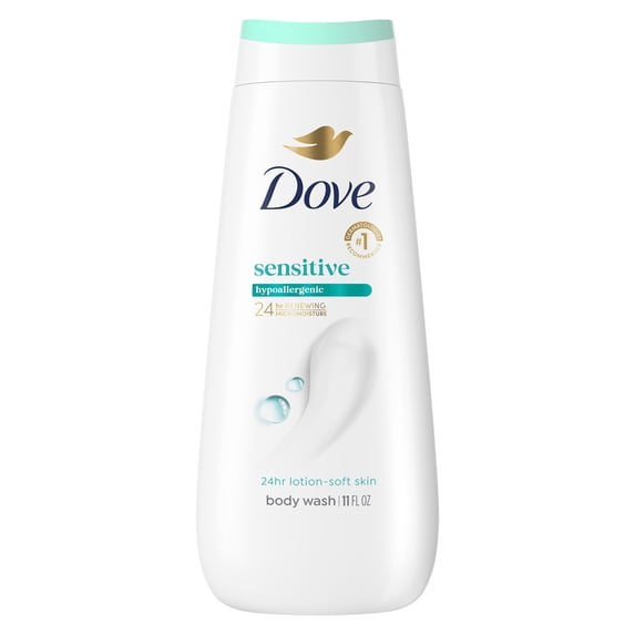 Dove Body Wash For 24hr Lotion-Soft Skin Sensitive Skin Moisturizing Skin Cleanser Gentle Hypoallergenic Formula With No Sulfates No Parabens, 11 Fl oz