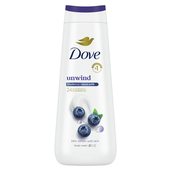Dove Moisturizing Gentle Body Wash All Skin Type, Blueberry & Moon Milk, 20 oz