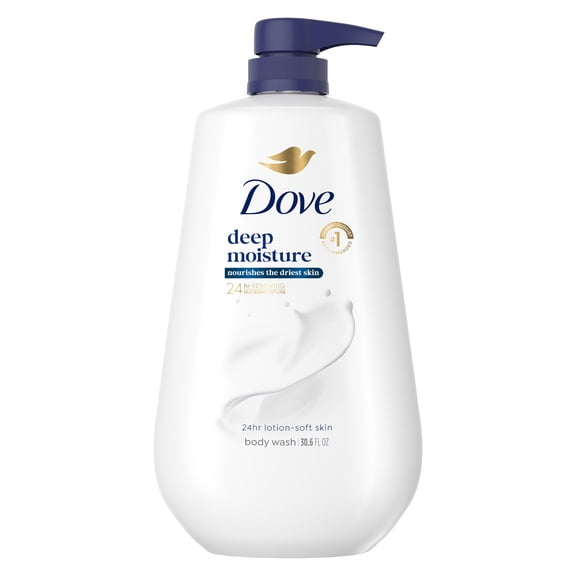 Dove Deep Moisture Body Wash with Pump for 24hr Lotion-Soft Skin, 30.6 fl oz