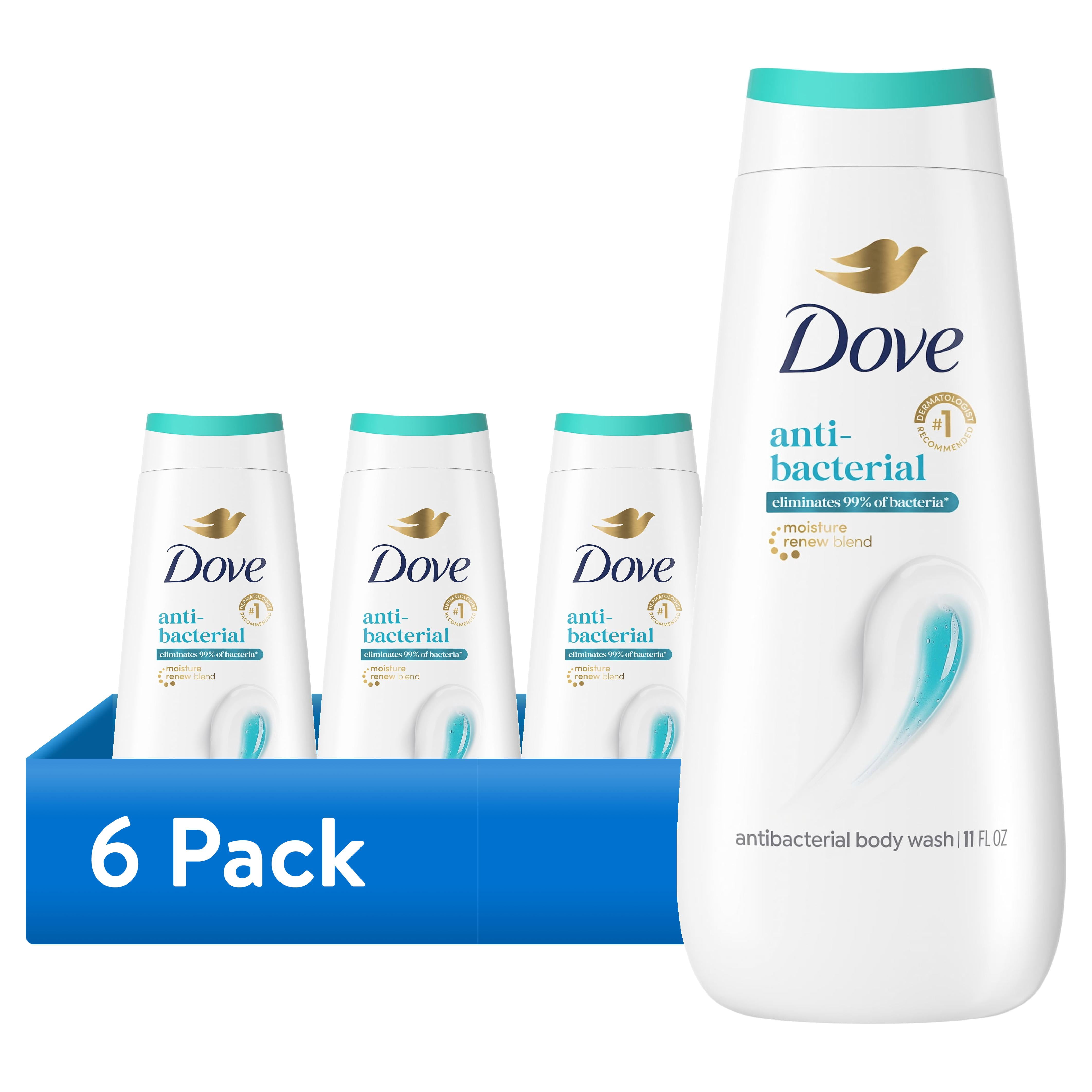 (6 pack) Dove Body Wash with Pump For All Skin Types Antibacterial Protects From Dryness, 11 fl oz