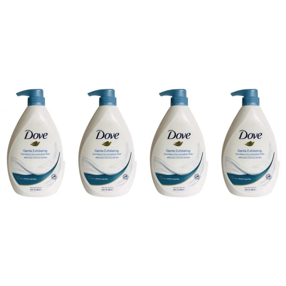 Dove Body Wash with Pump, Gentle Exfoliating With Sea Minerals- That Effectively Washes Away Bacteria While Nourishing Your Skin, 1L-4 Pack
