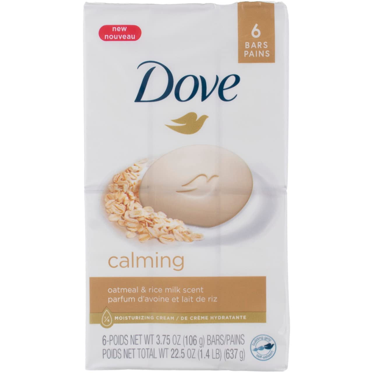 Dove Calmin Moisturizing Beauty Bar Soap, Oatmeal And Rice Milk, 3.75