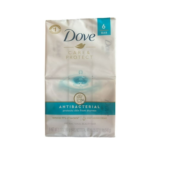 Dove Care & Protect Antibacterial Beauty Bar, 6 Bars, 3.17 oz each, Moisturizing Cream