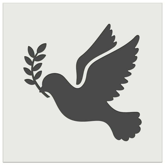 Dove Carrying Olive Branch Peace Silhouette DIY Cookie Wall Craft Stencil - 7.0 Inch