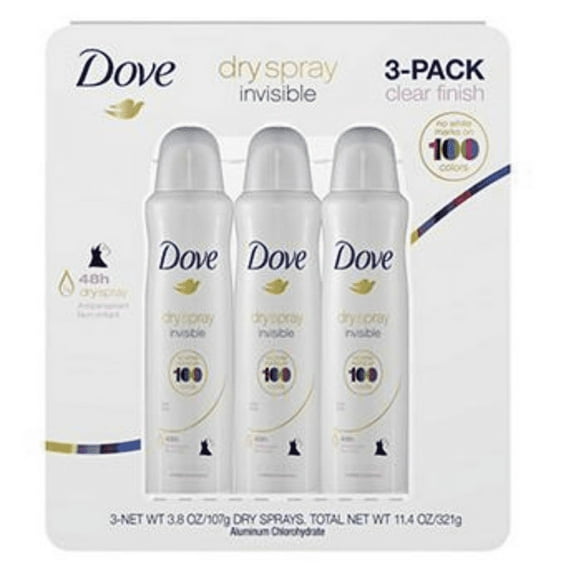 Dove Clear Finish Invisible Dry Spray Antiperspirant Deodorant, 3 Pk. /3.8 oz.