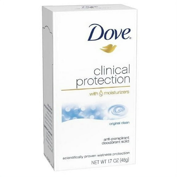 Dove Clinical Protection Antiperspirant Deodorant, Original Clean 1.7 oz: 3 pack