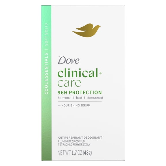 Dove Clinical + Care Clinical Protection Antiperspirant with Nourishing Serum Cool Essentials 96 Hour Odor Protection, 1.7 oz