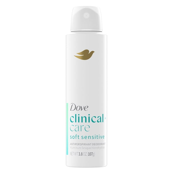 Dove Clinical + Care Antiperspirant Deodorant Dry Spray For Women For Sensitive Skin Soft Sensitive Hypoallergenic ,3.8 oz