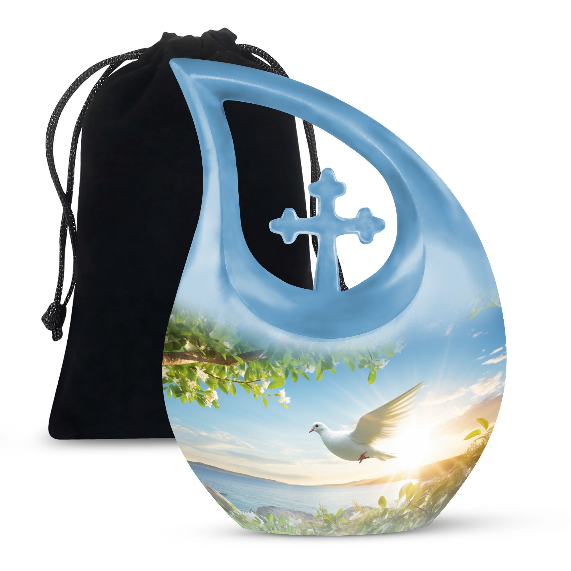 Dove Close to Tree Large Decorative Urn for Human Ashes 10 Inch