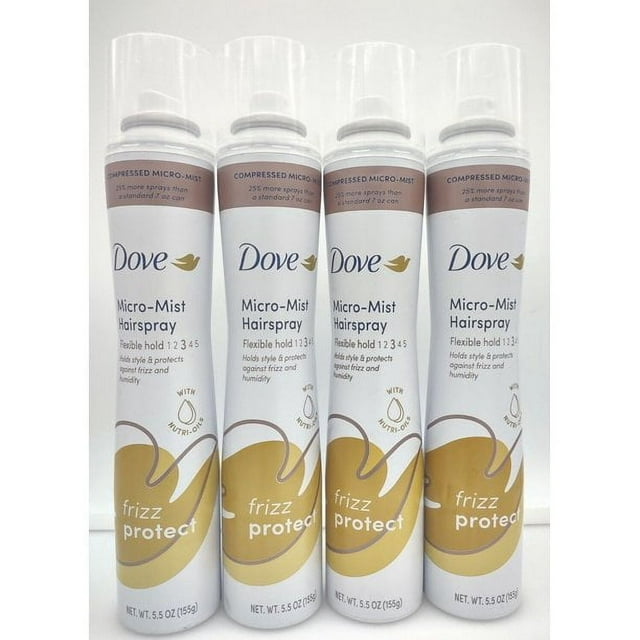 Dove Compressed Micro Mist Hairspray, Level 3 Hold, Frizz Control, 4