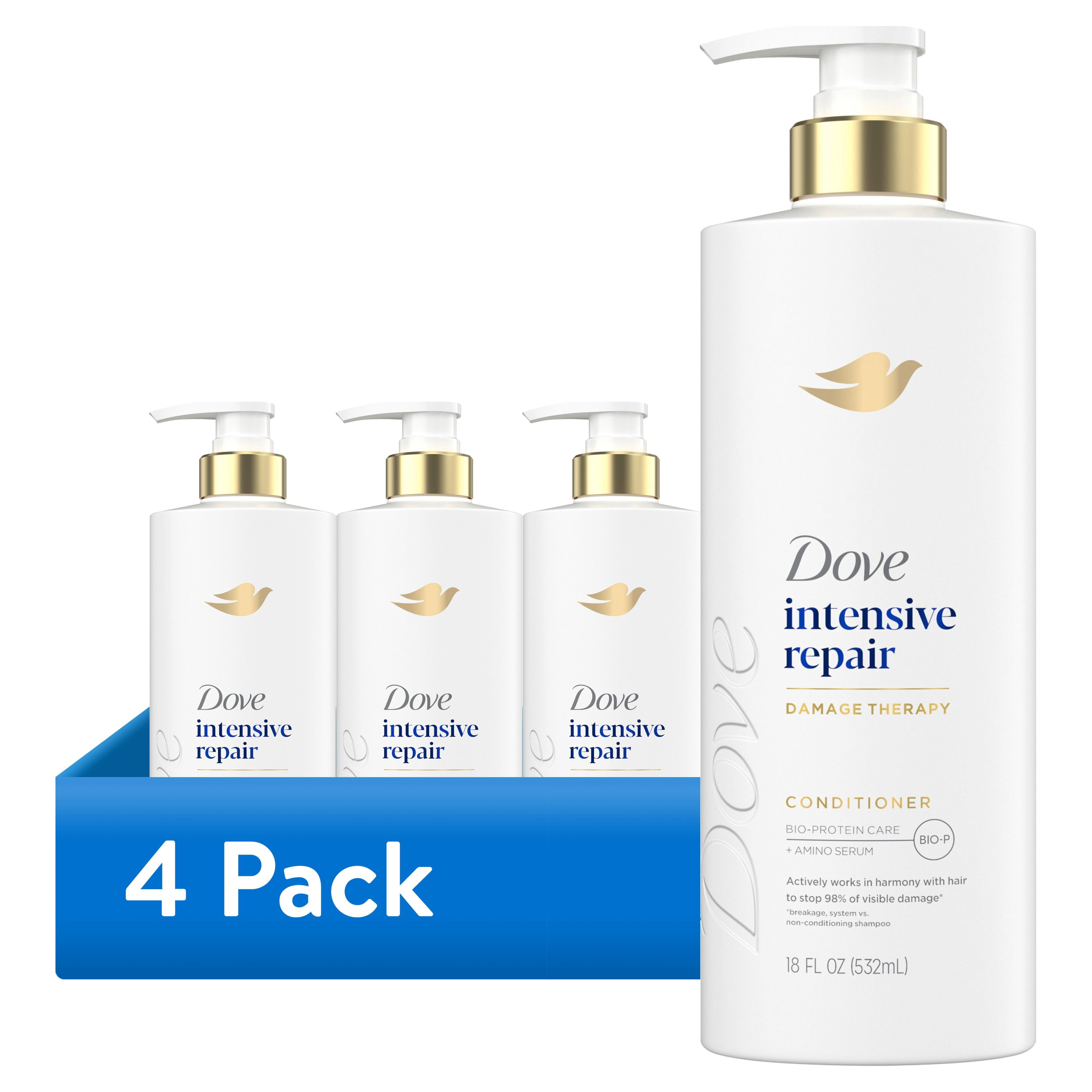 (4 pack) Dove Conditioner for Damaged Hair Intensive Repair with Bio-Protein Care Technology and Amino Serum, 18 Fl Oz