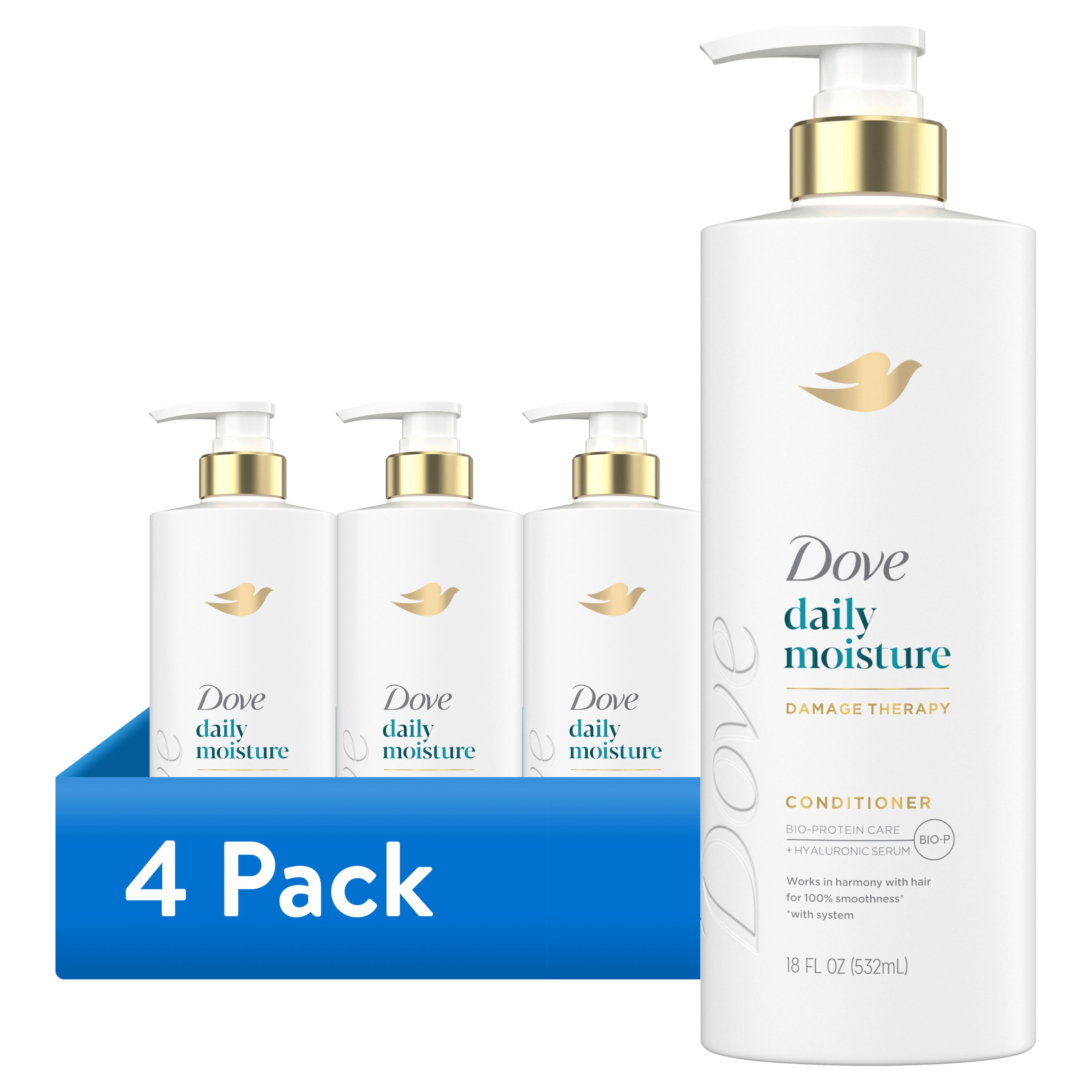 (4 pack) Dove Conditioner for Dry Hair Daily Moisture with Bio-Protein Care Technology and Hyaluronic Serum, 18 Fl Oz