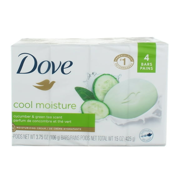 Dove Cool Moisture Moisturizer Cream Bars, Cucumber and Green Tea, 3.75 oz, 4 Ct (3 pack) (Bundle)