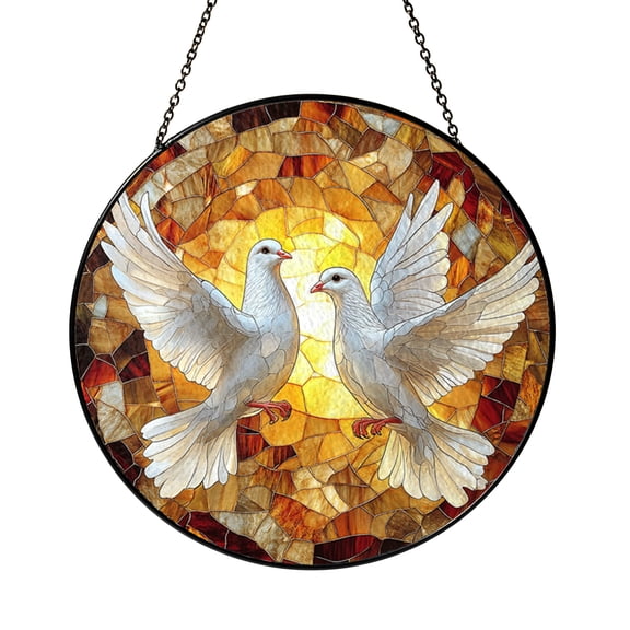 Dove Couple Window Hanging, Stained Glass Peace Bird Wedding Gift