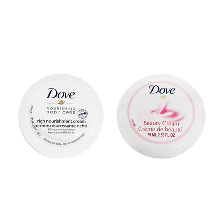 Dove Cream Kit. Pink Beauty Cream and Intensive Nourishing Cream. Rich Formula for All Skin Types. 2.53 fl.oz Each
