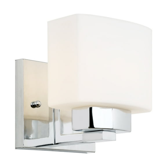 Design House Dove Creek 1-Light Dimmable Wall Light with Frosted Glass, Polished Chrome