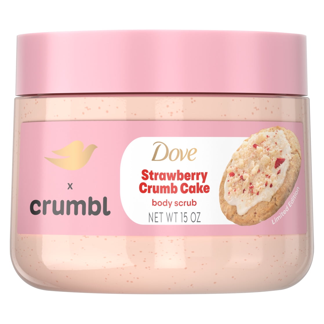 Dove Crumbl Body Scrub Strawberry Cookie, 15 oz