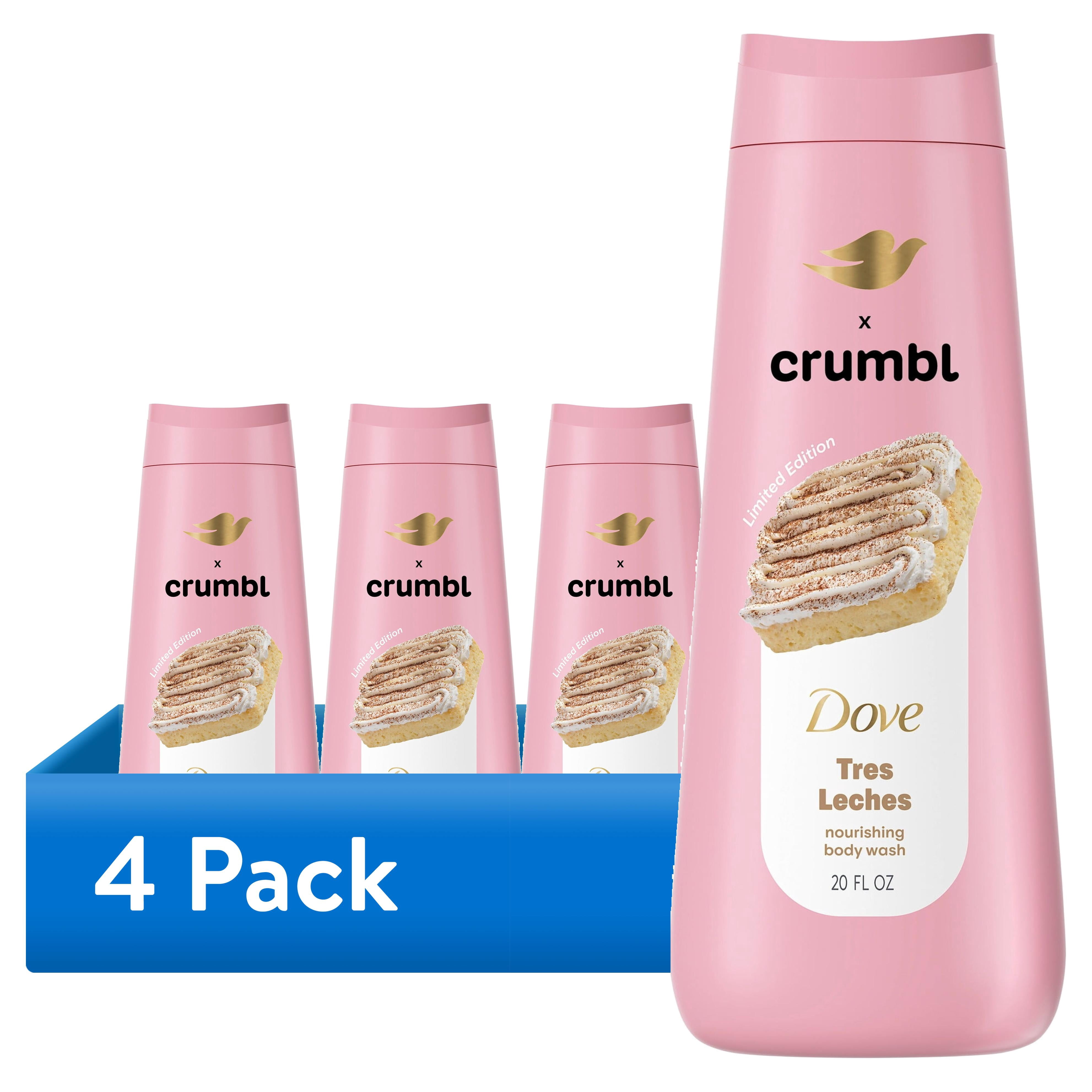 (4 pack) Dove Crumbl Limited Edition Body Wash Tres Leches, 20 fl oz