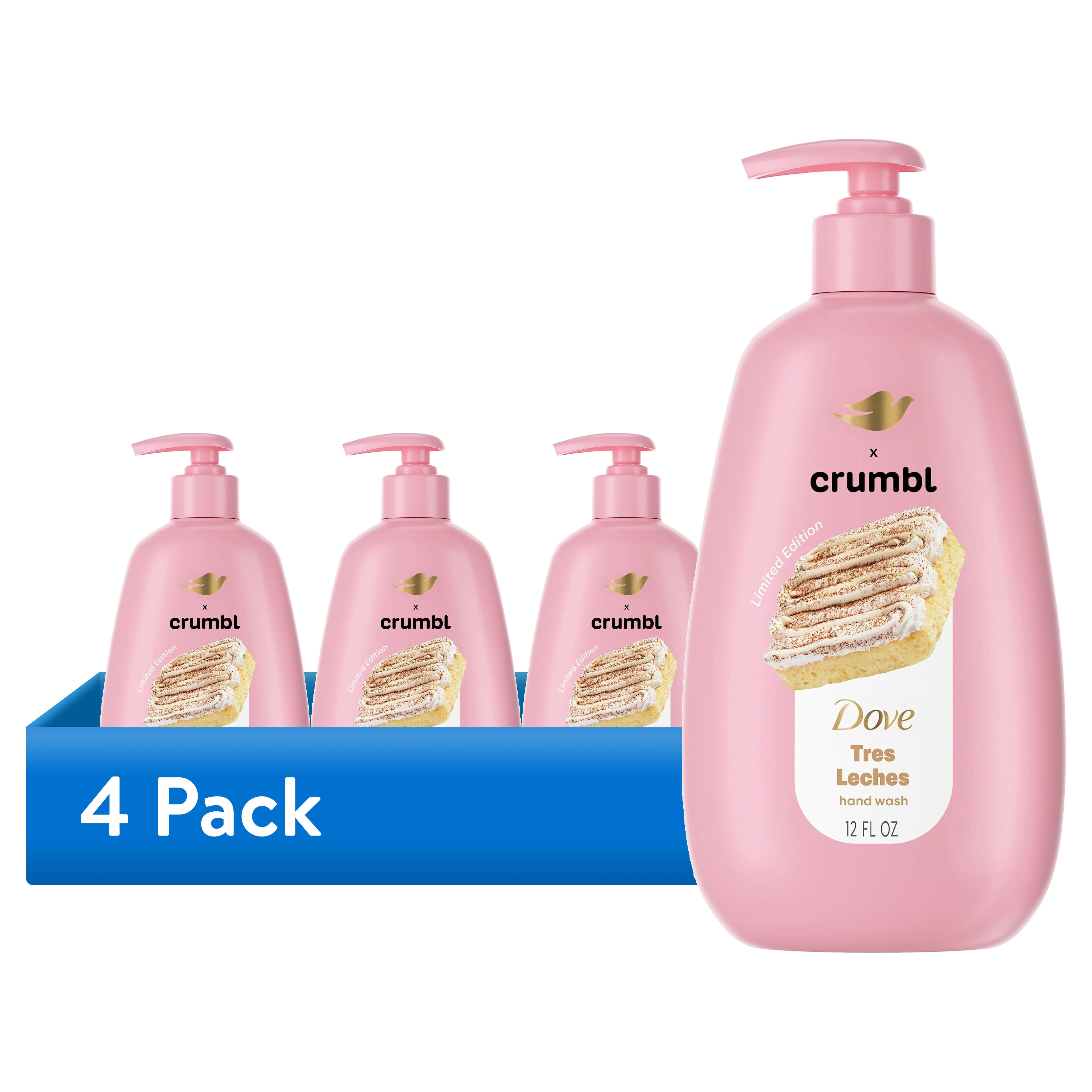 (4 pack) Dove & Crumbl Limited Edtion Liquid Hand Soap Tres Leches Cleanses & Nourishes Hands ,12 Fl oz