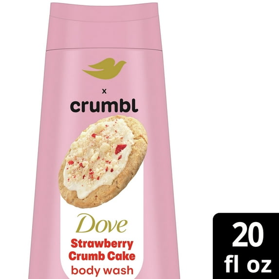 Dove Crumbl Moisturizing Liquid Body Wash Strawberry Crumb Cake, 20 oz (4 pack)