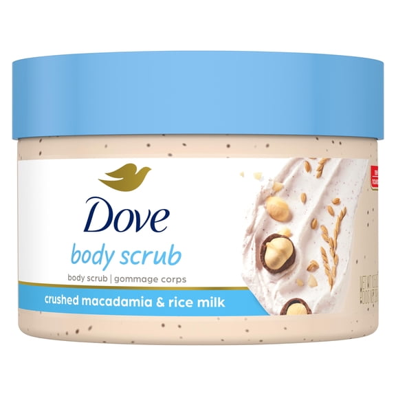 Dove Scrub Macadamia & Rice Milk Reveals Visibly Smoother Skin Body Scrub That Nourishes Skin 10.5 Oz Packaging May Vary