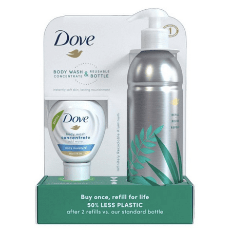 Dove Daily Moisture Body Wash Refill Concentrate & Reusable Aluminum Bottle - 4 fl oz/Makes 16 fl oz