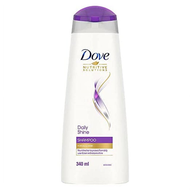 Dove Daily Shine Shampoo 340 ml, For Dry and Damaged Hair, Strengthening Shampoo Gives Smooth