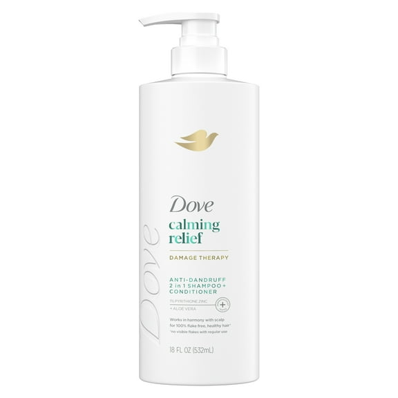 Dove Damage Therapy Derma 2-in-1 Anti-Dandruff Shampoo & Conditioner with Pyrithione Zinc & Aloe Vera, 18 oz