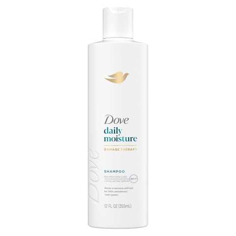 Dove Damage Therapy Shampoo for Dry Hair Daily Moisture with Bio-Protein Care Technology and Hyaluronic Serum, 12 Fl Oz