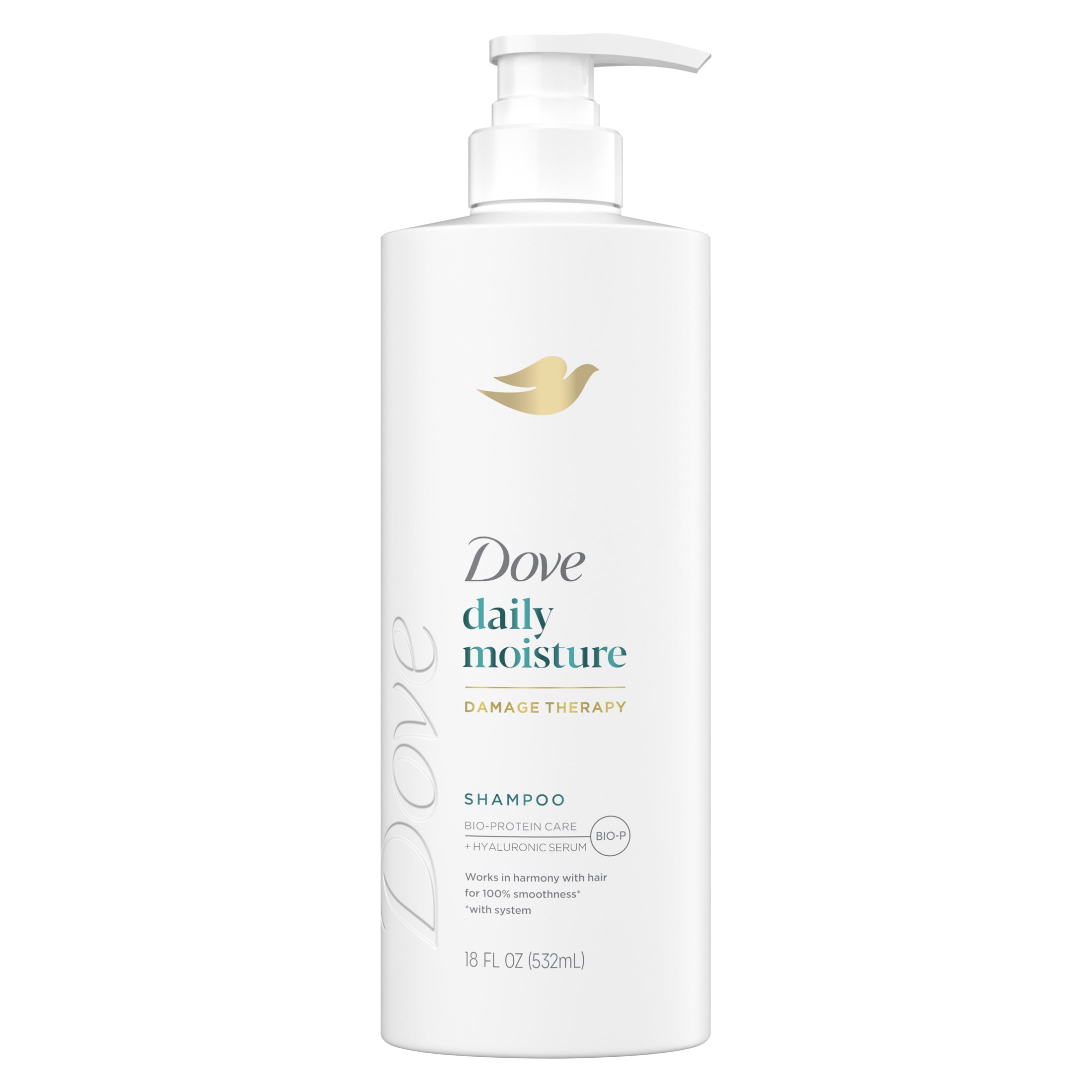 Dove Damage Therapy Shampoo for Women Daily Moisture with Bio-Protein Care Technology and Hyaluronic Serum, 18 oz