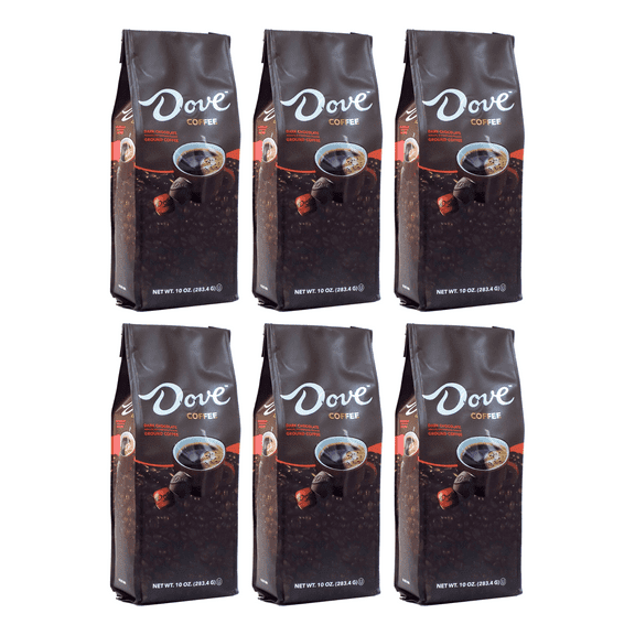 Dove Dark Chocolate Candy Flavored Ground Coffee - 10 Ounce (Case of 6)