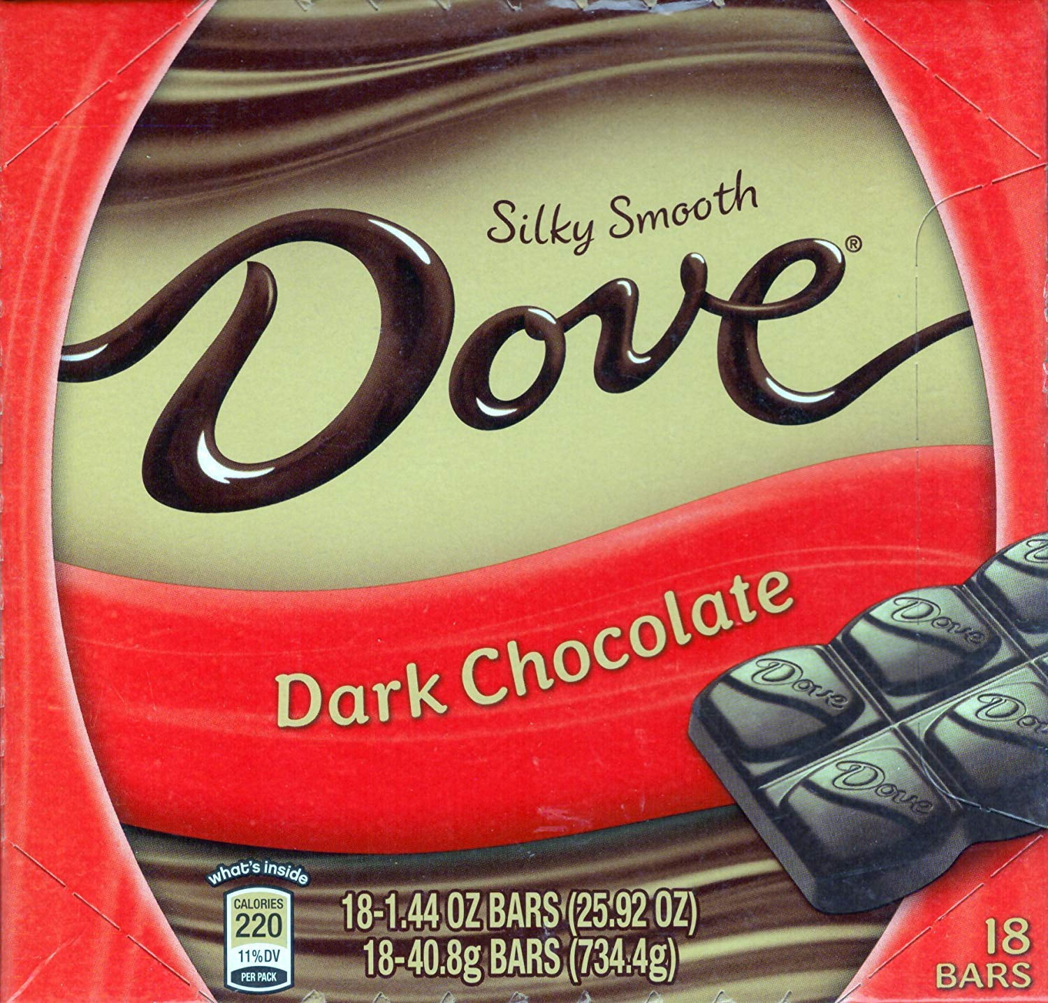 Dove Dark Chocolate Silky Smooth: 18 Bars Of 1.44 Ounce Packaging May Vary