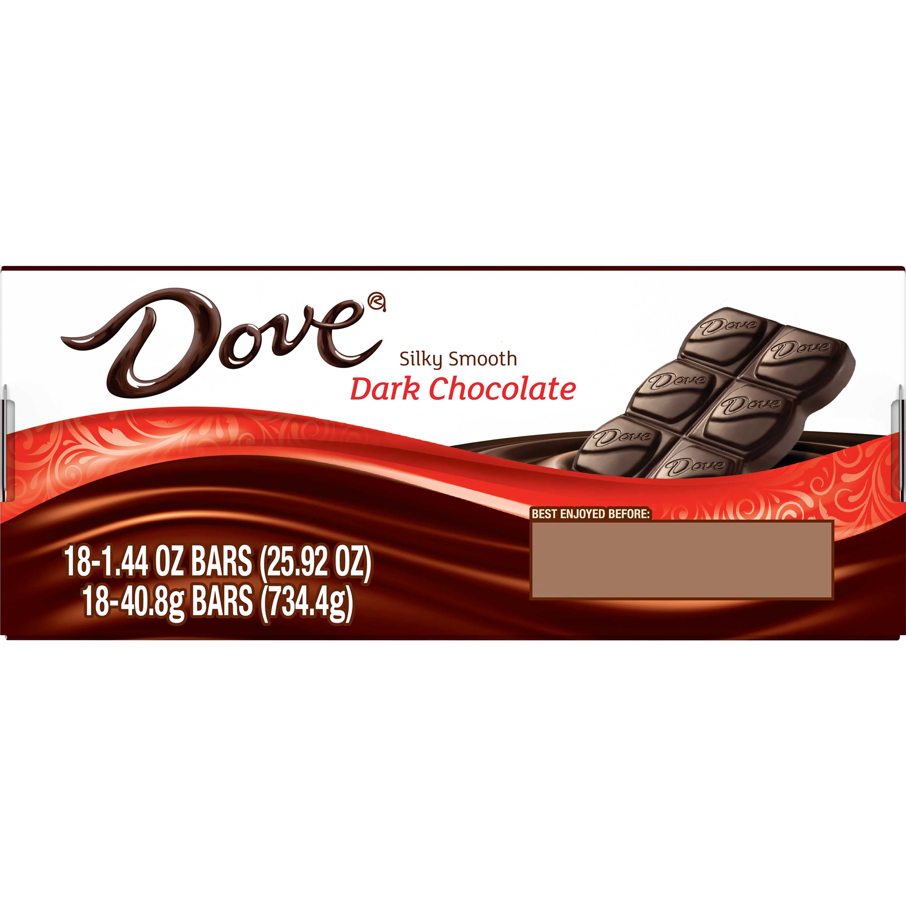 DOVE Dark Chocolate Singles Size Candy Bar 1.44-Ounce Bar 18-Count Box
