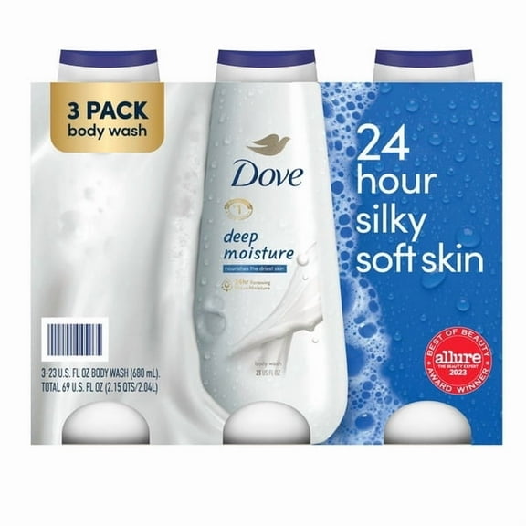 Dove Deep Moisture Body Wash, 23 oz, 3-pack