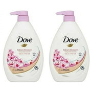 Dove Deep Moisture Liquid Body Wash with Pump Nourishing for Dry Skin -Sakura Blossom with Pink Salt -33.8 Oz.- Pack of 2