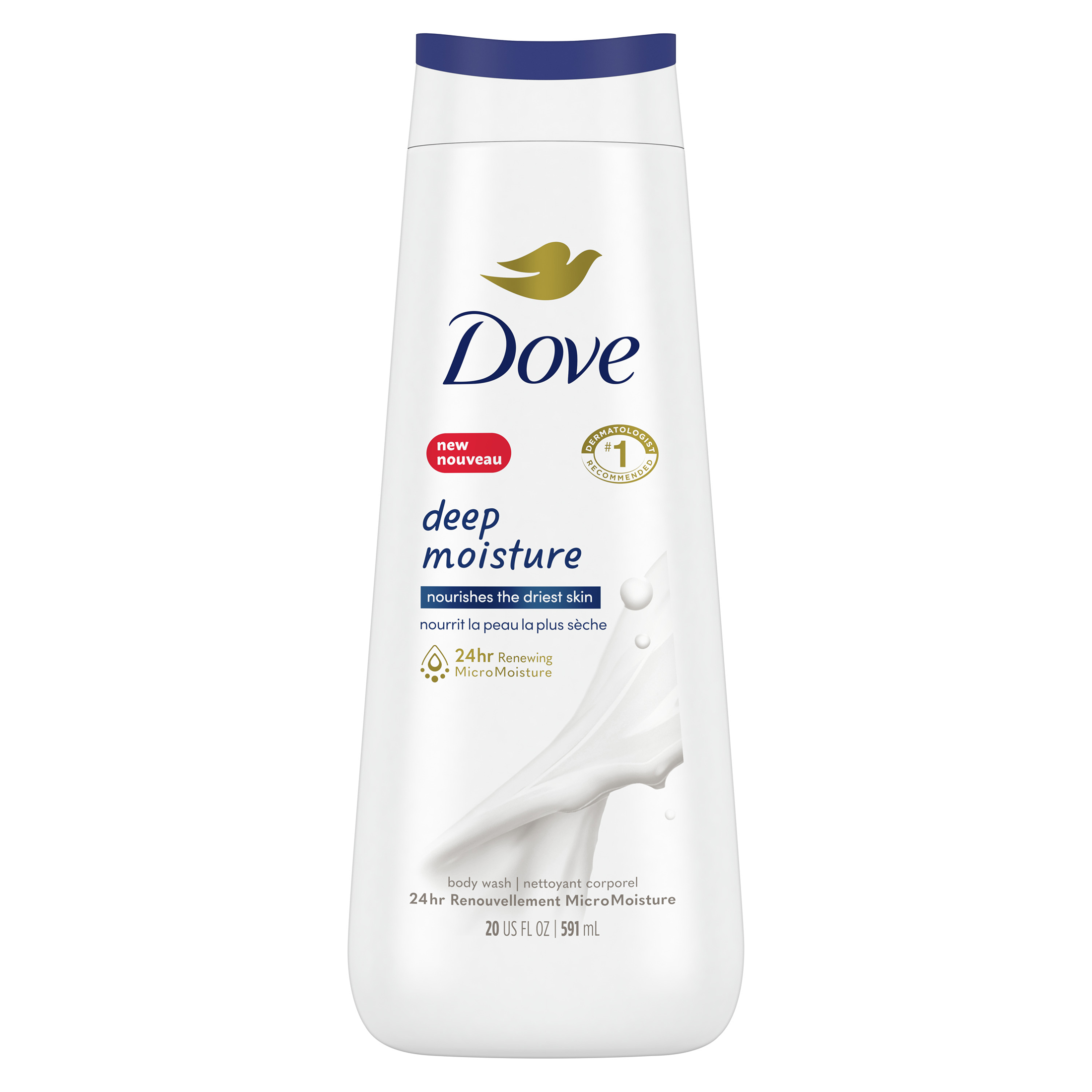Dove Deep Moisture Nourishing Long Lasting Women’s Body Wash All Skin Type, 20 fl oz - image 1 of 10
