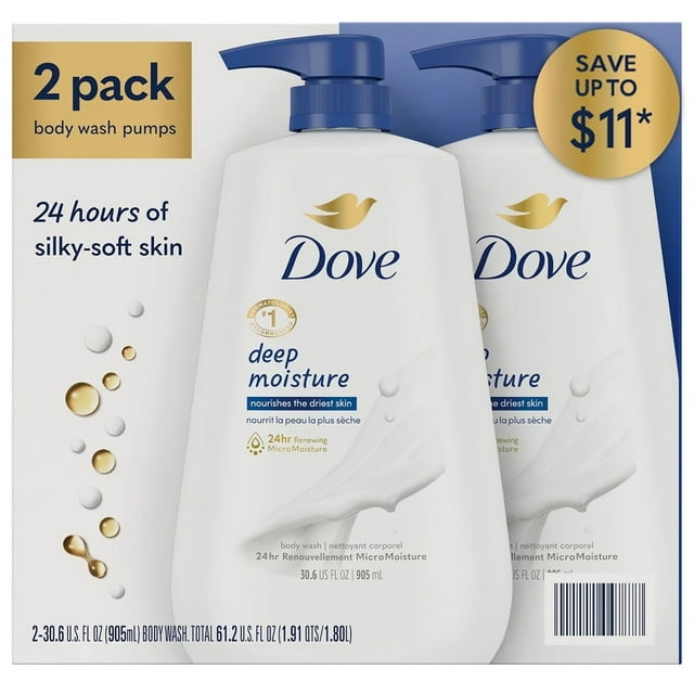 Dove Deep Moisture Renewing Body Wash 30.6 Fluid Ounce (Pack of 2