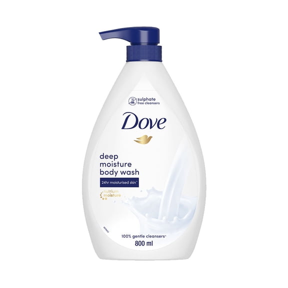 Dove Deeply Nourishing Body Wash, With Exfoliating Beads For Softer, Smoother Skin, 800 ml