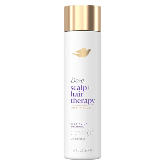 Dove Density Boost Clarifying Shampoo for Gentle Cleansing, Scalp + Hair Therapy with Vitamin B3, Zinc and 0% sulfates, 9.25 oz