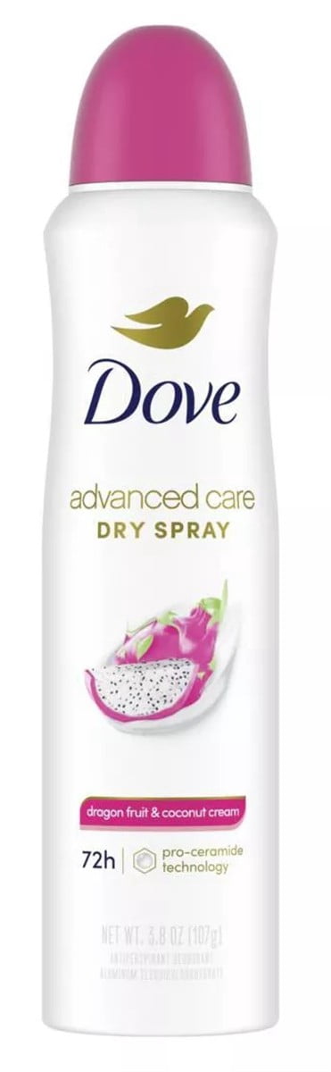 Dove Deodorant 3.8 Ounce Dry Spray Dragon Fruit & Coconut Cream (Pack of 2)