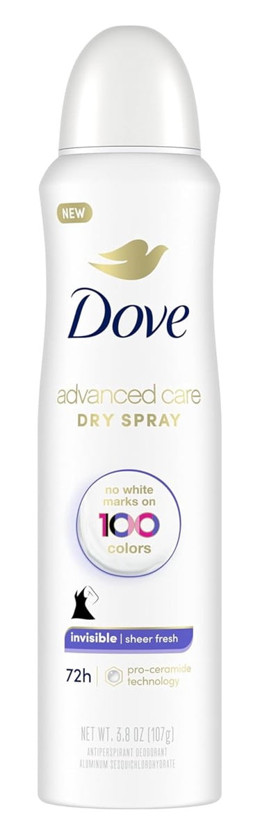 Dove Deodorant 3.8 Ounce Dry Spray Invisible Sheer Fresh (Pack of 2)