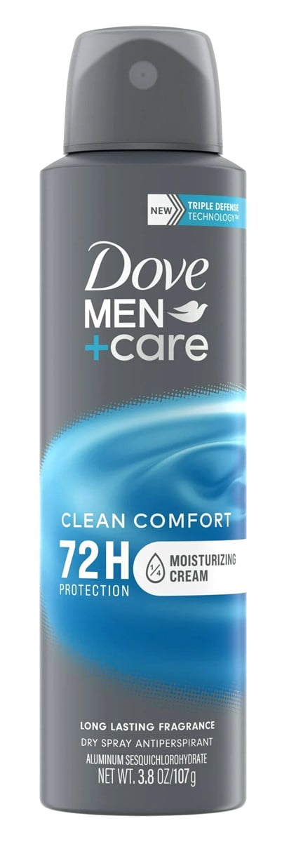 Dove Deodorant 3.8 Ounce Dry Spray Men+Care Clean Comfort 72Hr (Pack of 2)