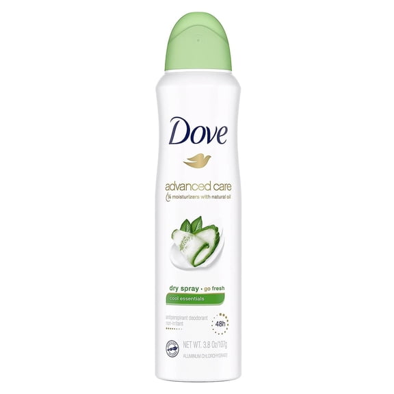 Dove Deodorant 3.8oz Dry Spray Cool Essentials Antiperspirant (Pack of 2)