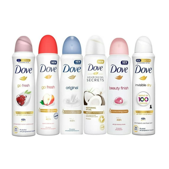 Dove Deodorant Spray 6-Pack | 250ml | 48H Protection | Assorted Scents