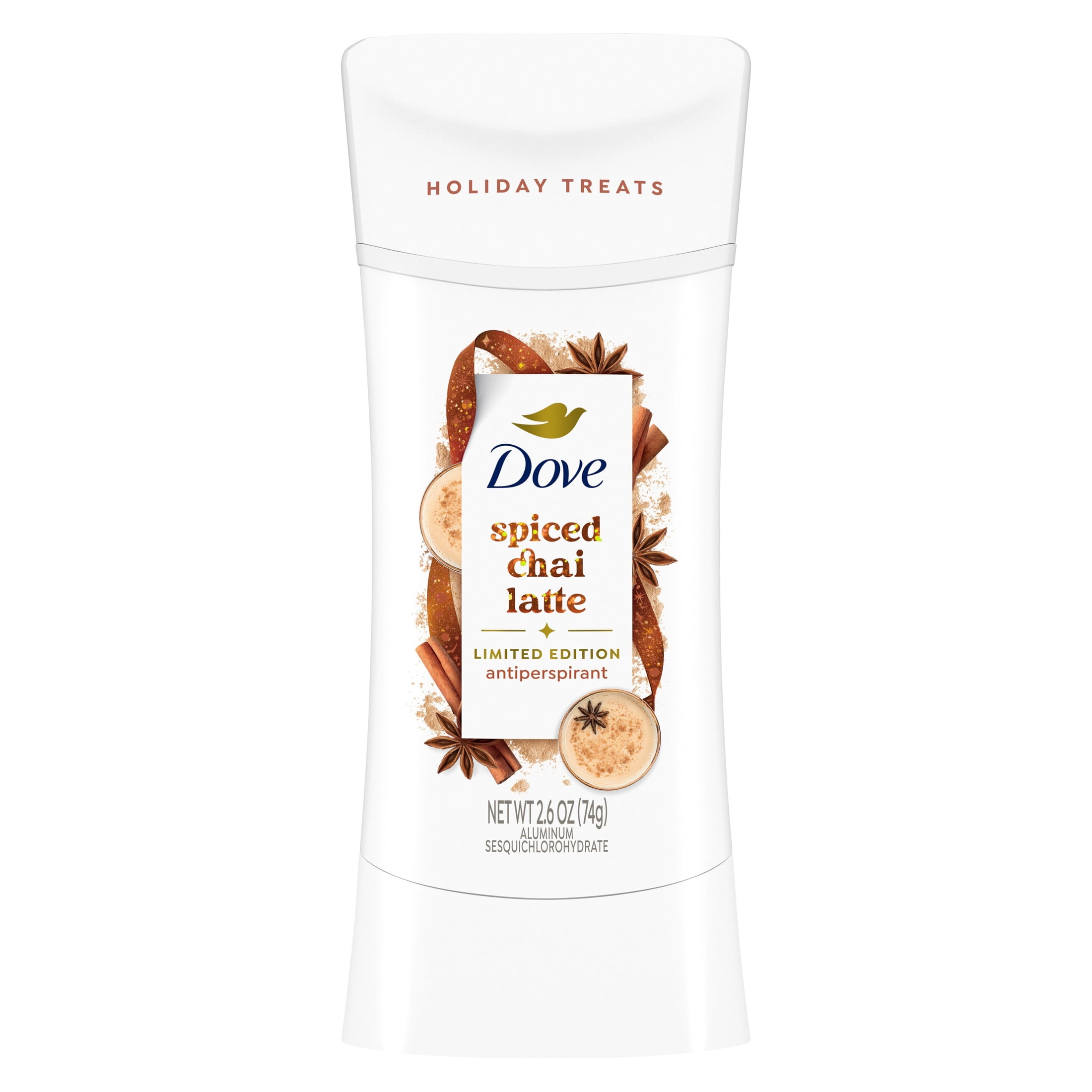 Dove Limited Edition Holiday Treats Antiperspirant Deodorant Spiced Chai Latte 72-Hour Sweat & Odor Protection ,2.6 oz