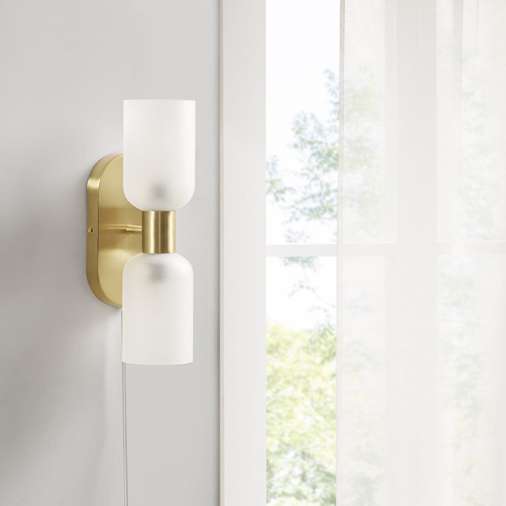 Gold Frosted Glass Double Tube Wall Sconce
