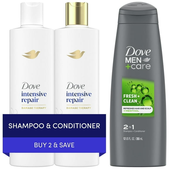 Dove & Dove Men+Care Hair Care Pack 12 oz Set, 3 Count
