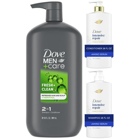 Dove & Dove Men+Care Hair Care Pack 28 oz + 31 oz Set, 3 Count