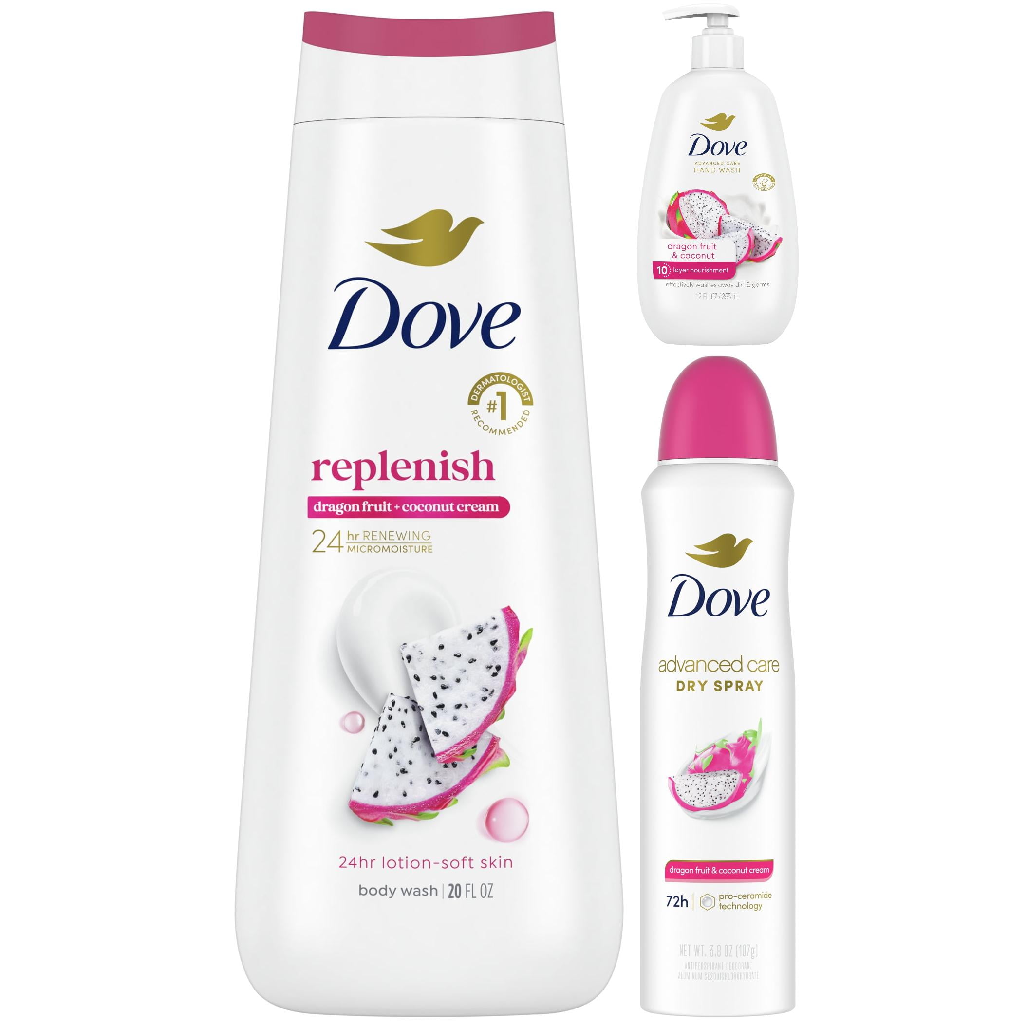 Dove Dragon Fruit Collection Body Wash, Hand Soap, & Deodorant Spray, 3 Count