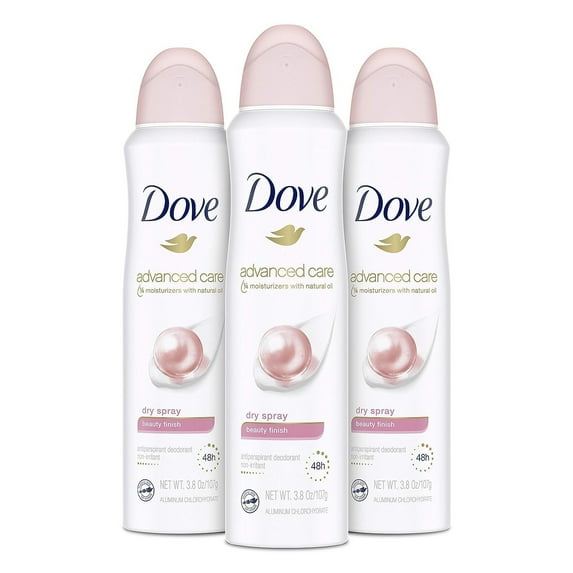 Dove Dry Spray Antiperspirant Deodorant for Women, Beauty Finish, for 48 Hour Protection And Soft And Comfortable Underarms 3.8 oz 3 Count